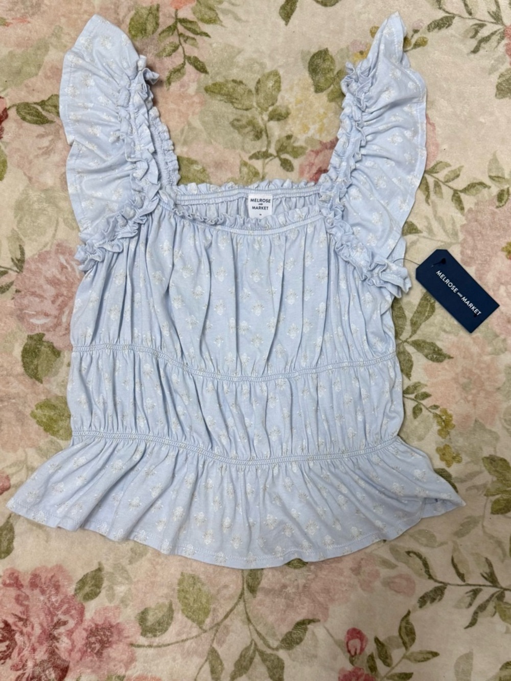 NWT Melrose and Market Ruffle coquette Floral Print Blouse